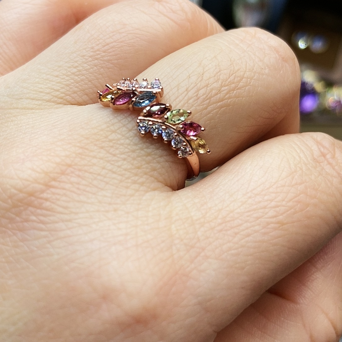 碧玺戒指银S925镶嵌匹***鼻