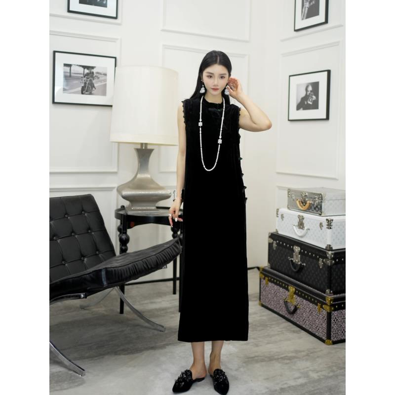 Betty Bairn【匠心/月夏竹烟 】高定系列桑蚕丝短绒裙25B-BW10783