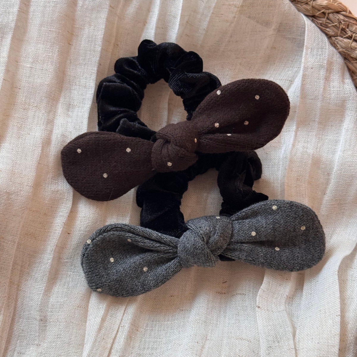 韩系复古兔耳朵皮筋蝴蝶结肠圈波点百搭发圈女耐用高弹力头绳发饰