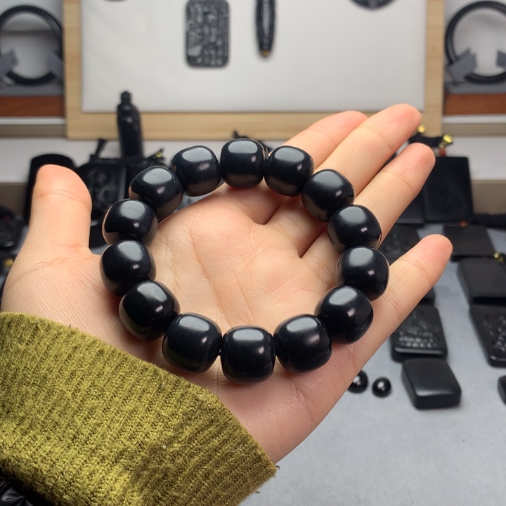 和田玉（墨玉）未镶嵌手串特价16mm