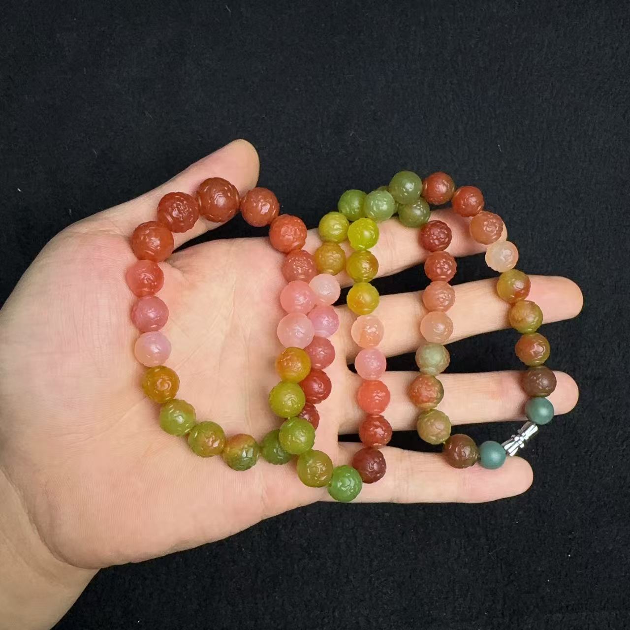 天然糖果盐源玛瑙雕刻珠妈妈项链卡10mm MM004—多样性发