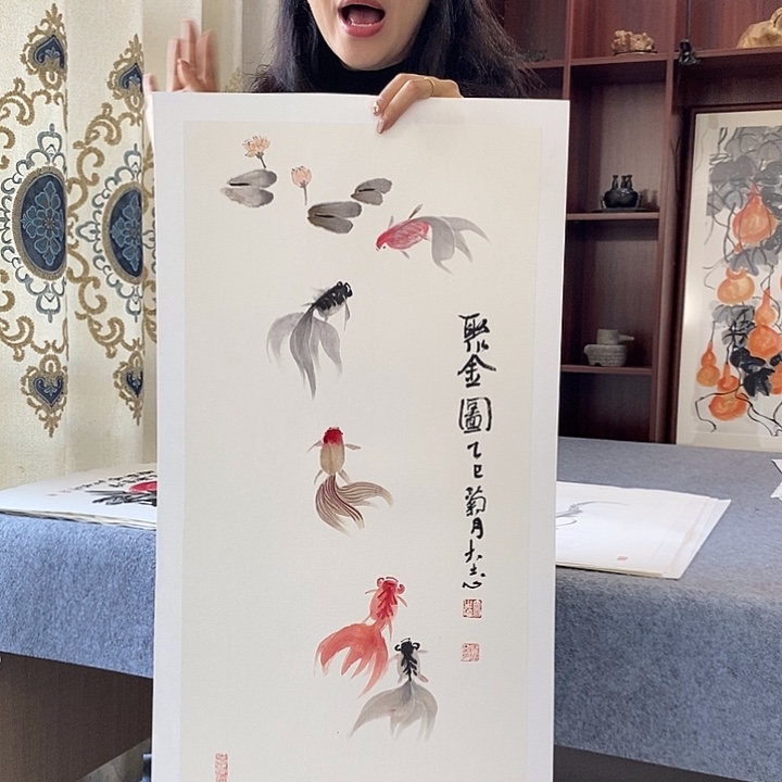 国画纯手绘国画写意作品34*68