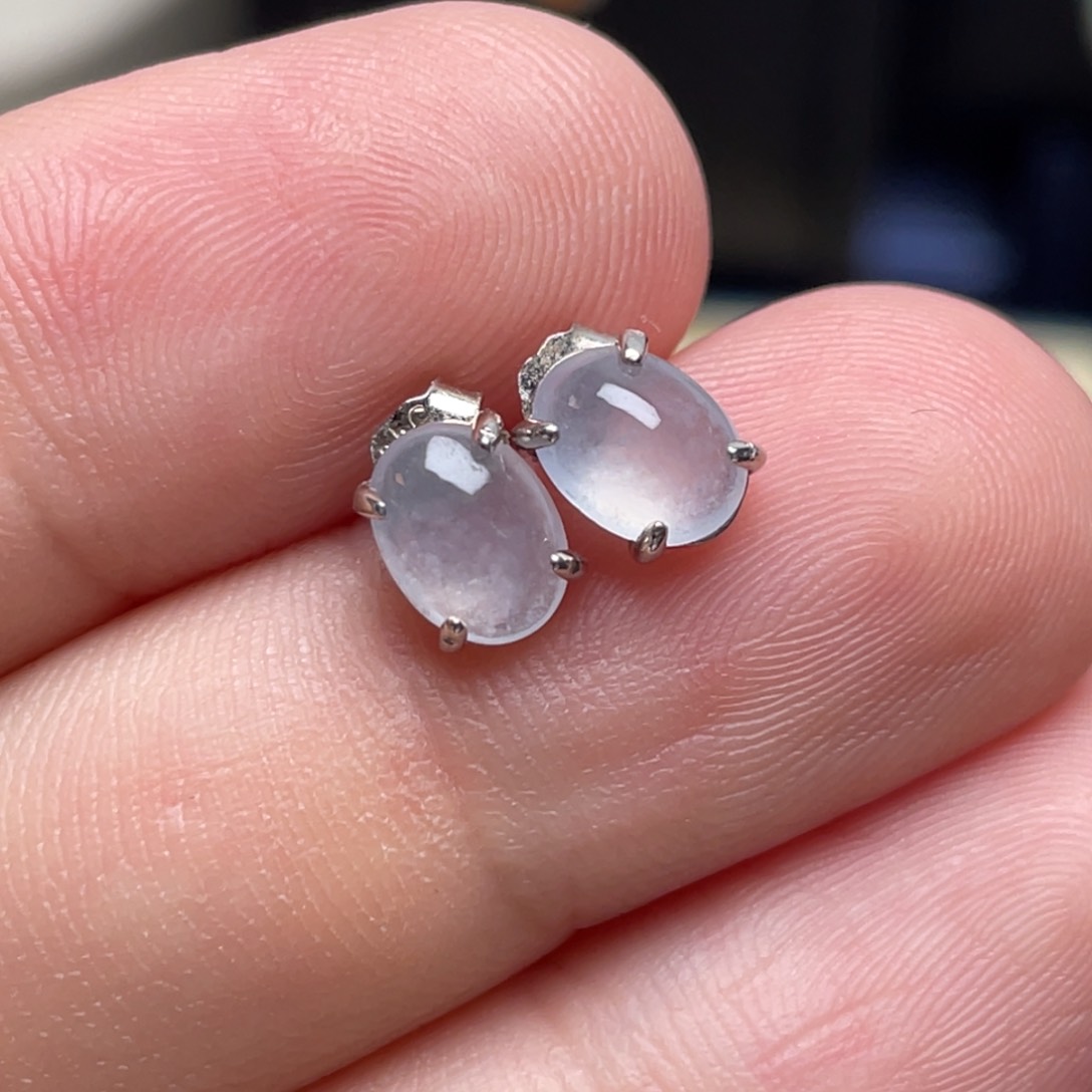 翡翠银S925镶嵌耳饰纯天然缅甸翡翠