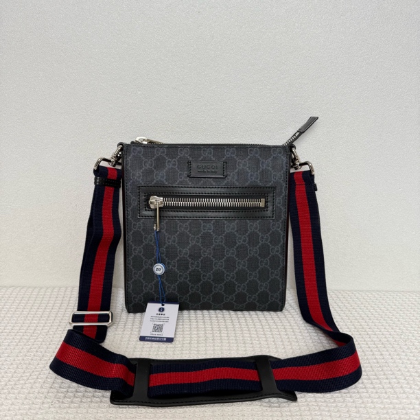 99新 GUCCI/古驰 6349/6329男士时尚黑老花小号单肩包
