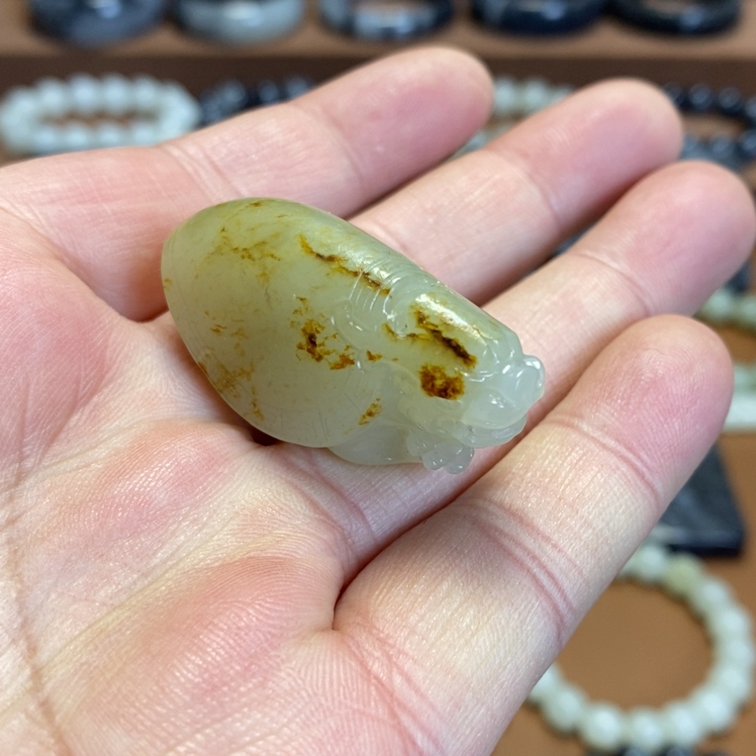 和田玉未镶嵌挂件新疆和田玉满背皮龙龟挂件