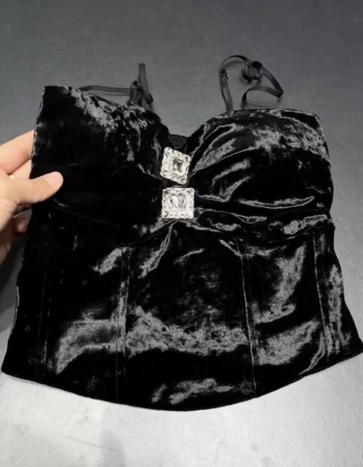 辣妹短款金丝绒不规则修身小吊带韩版百搭短款抹胸上衣