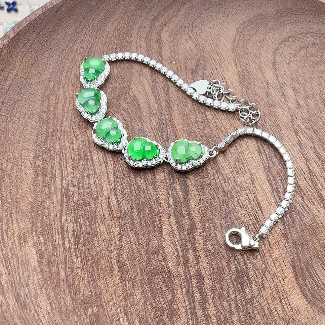 翡翠手链银S925镶嵌手链