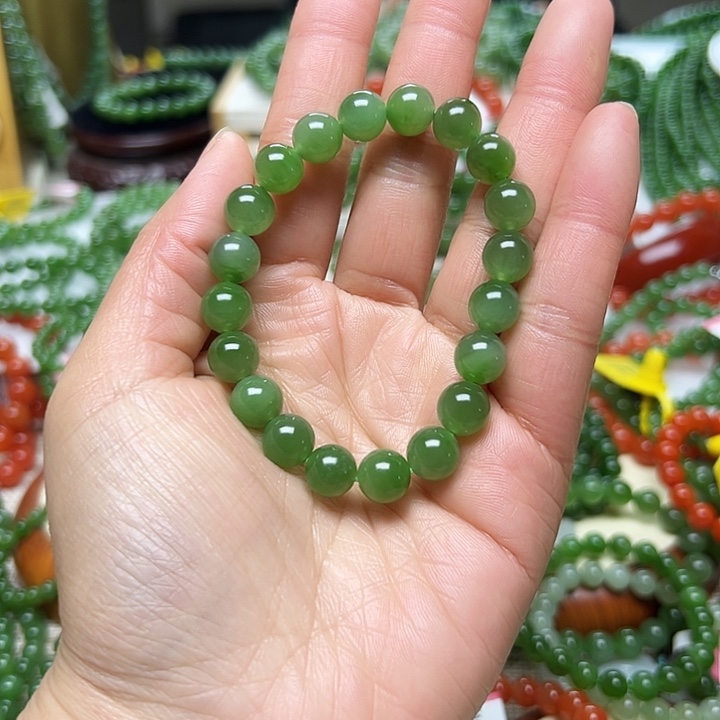 和田玉（碧玉）手链未镶嵌甄*红
