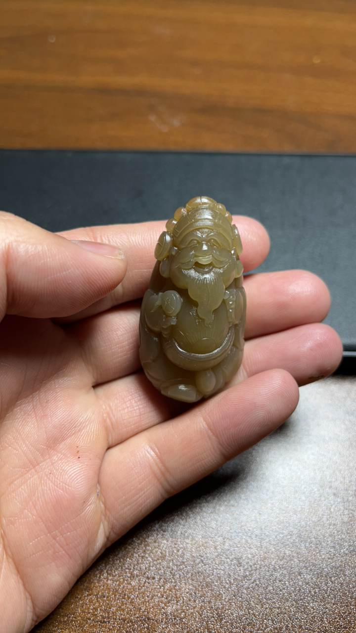 和田玉糖料财神挂件