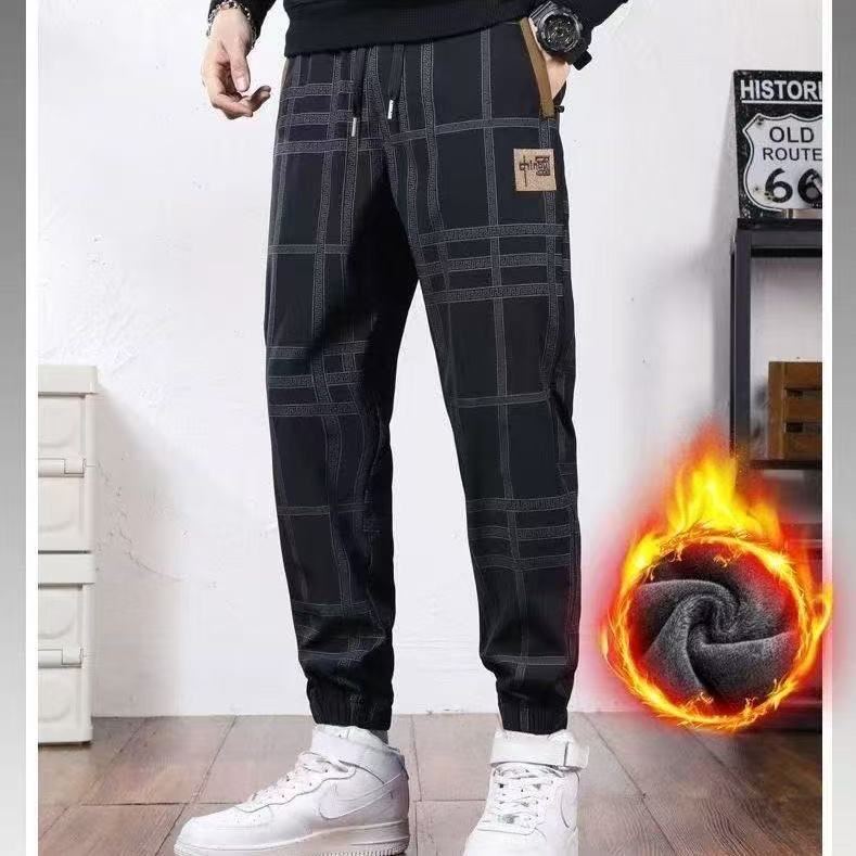 休闲裤牛仔裤秋冬季加绒加厚潮流卫裤秋季刺绣弹力宽松百搭