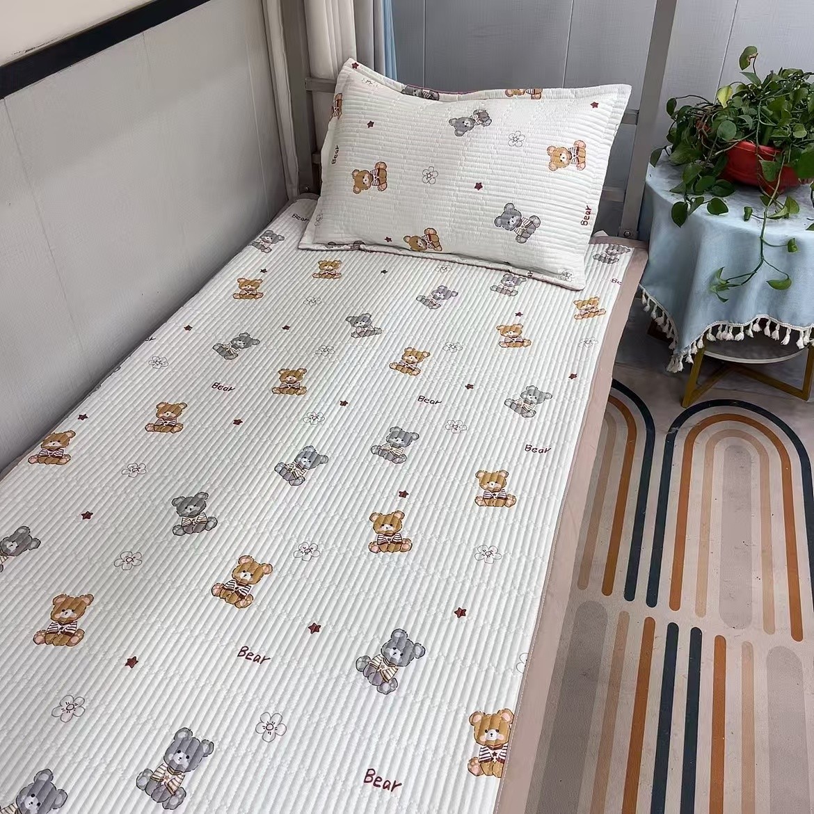 【纯棉床盖】学生宿舍专用绗缝单人床盖双面可用三层夹棉可机洗