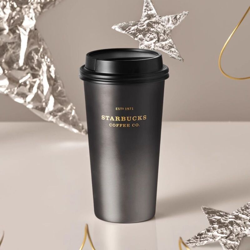 星爸爸杯子23圣诞咖啡宝藏黑金系列吸管链条不锈钢马克保温随行杯