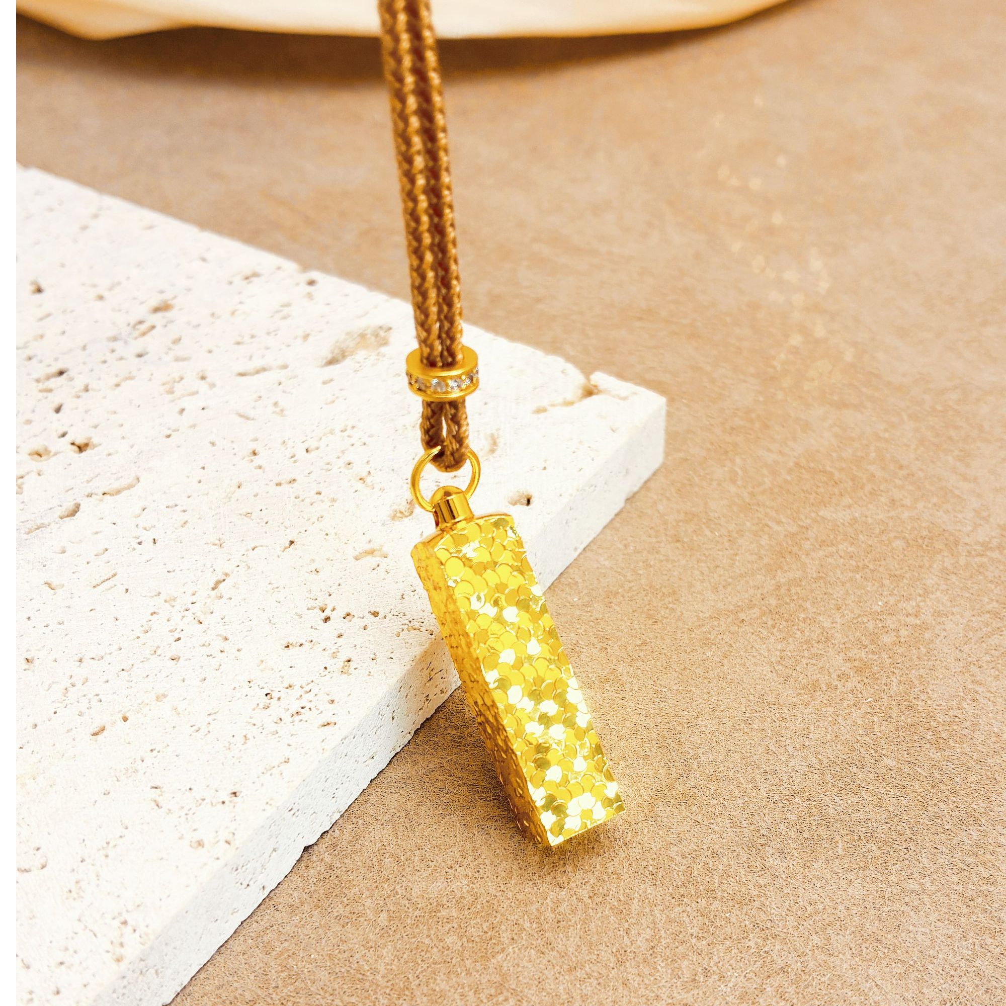 铜合金吊坠 爆闪碎冰冰立体小方条吊坠实心方形毛衣链女