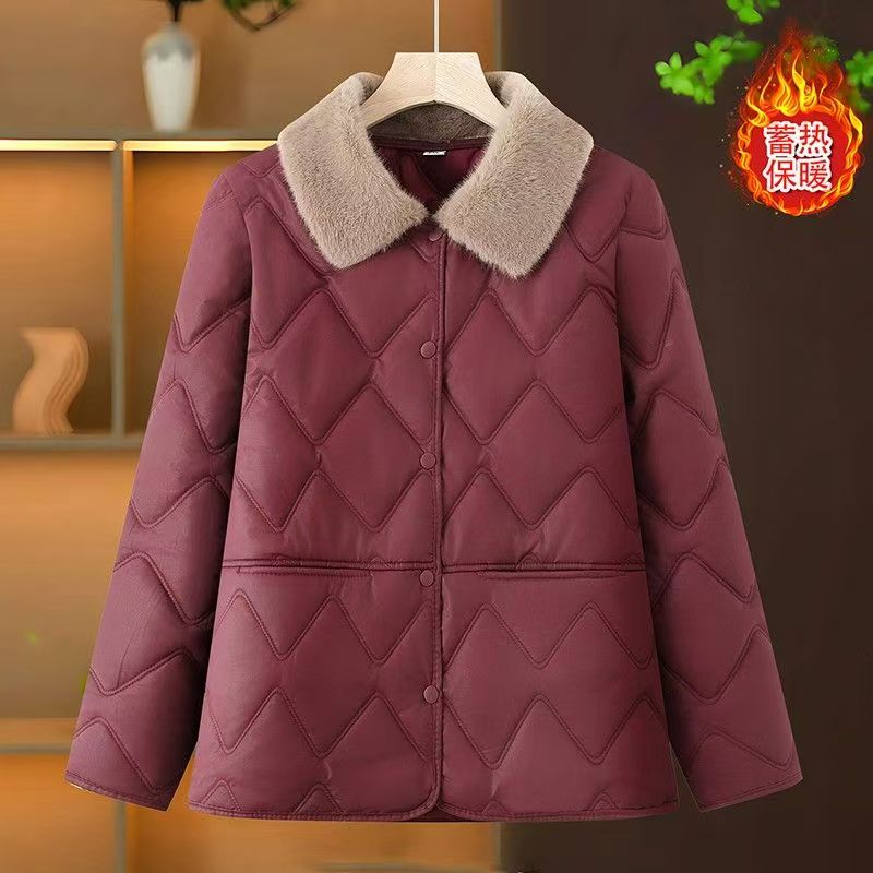 新款妈妈冬季加绒棉衣外套中老年女装时尚洋气免洗皮棉袄宽松上衣