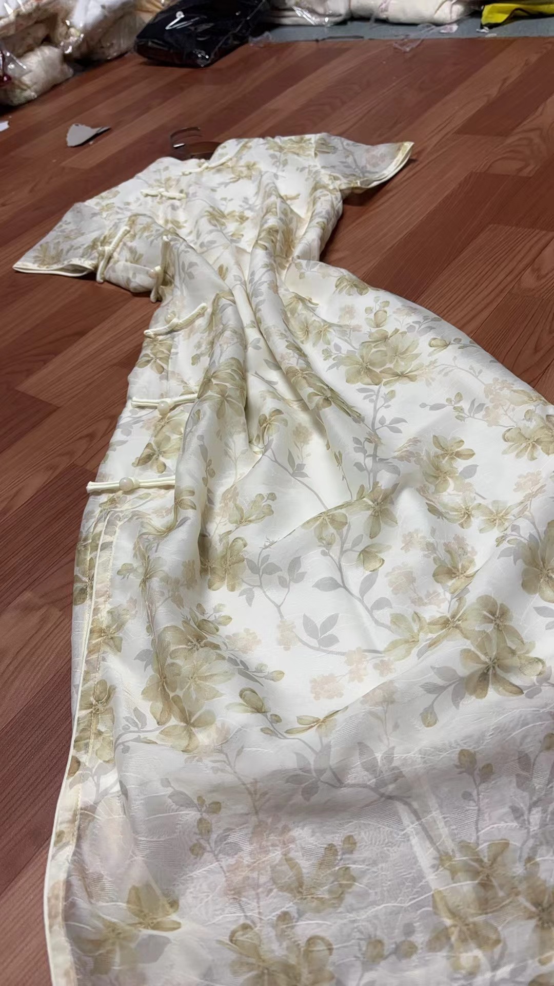 4377-夏款 落日 花花 旗袍