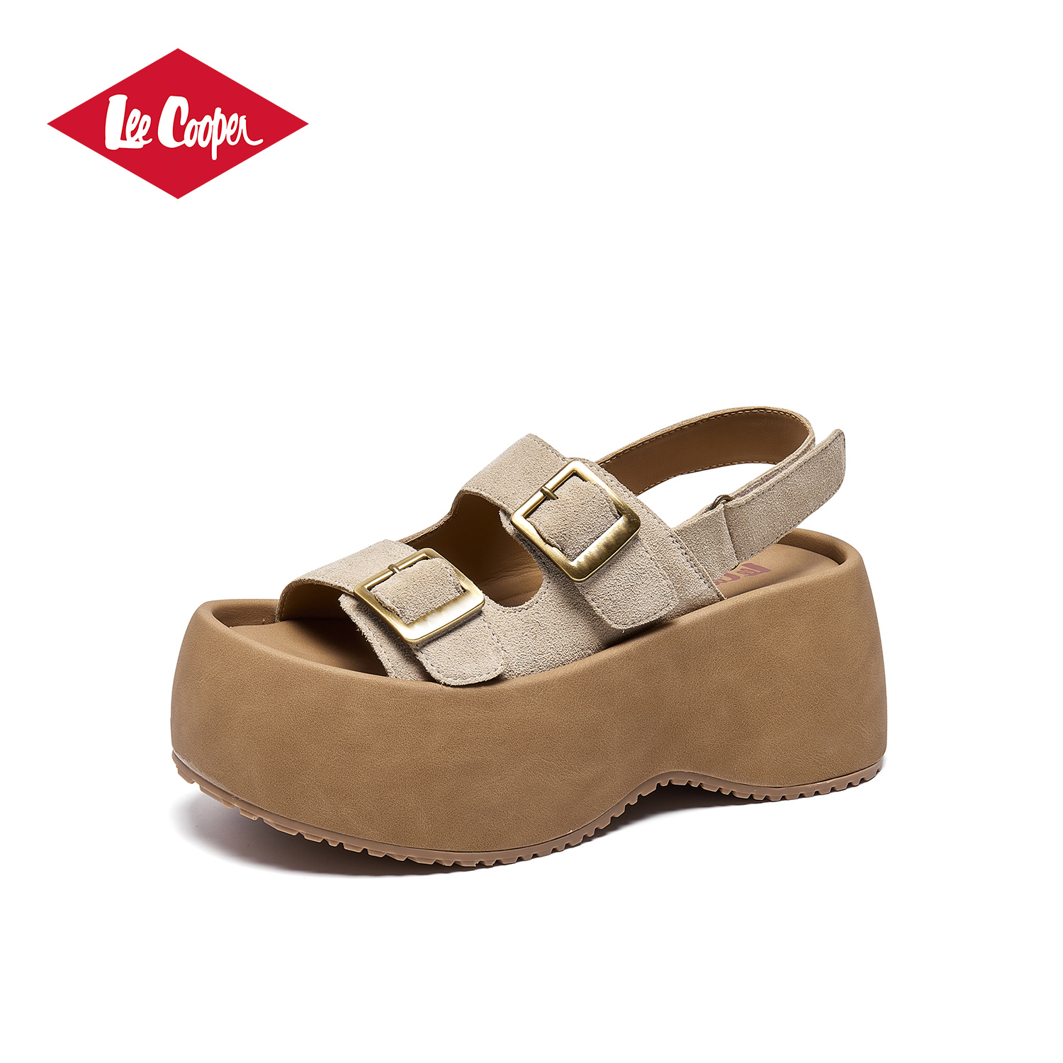 【7CM增高】LEE COOPER露趾勃肯凉鞋女2025复古坡跟休闲沙滩凉拖鞋