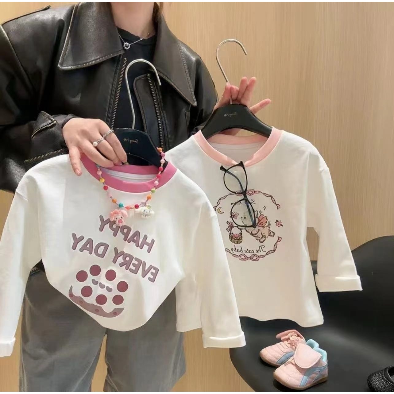 【米果妈】儿童2026春季新款撞色打底衫B5298