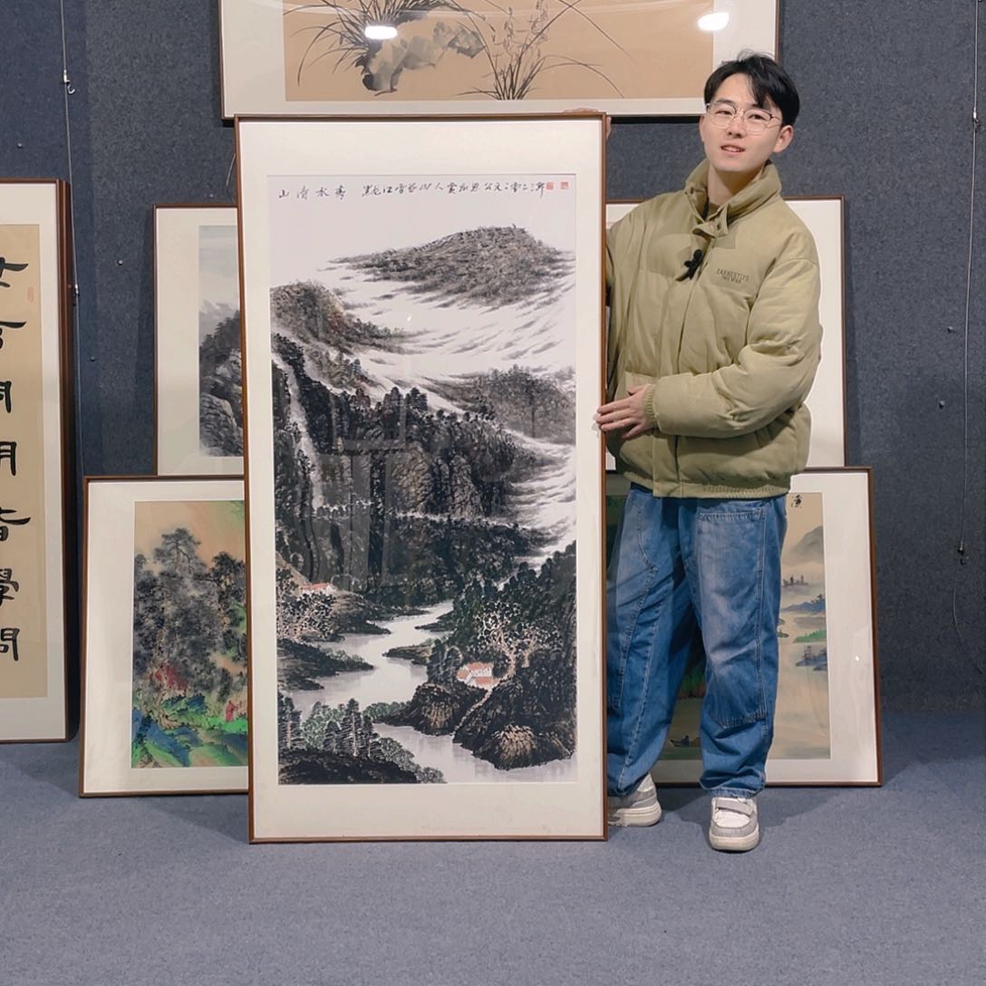 国画手绘作品带框