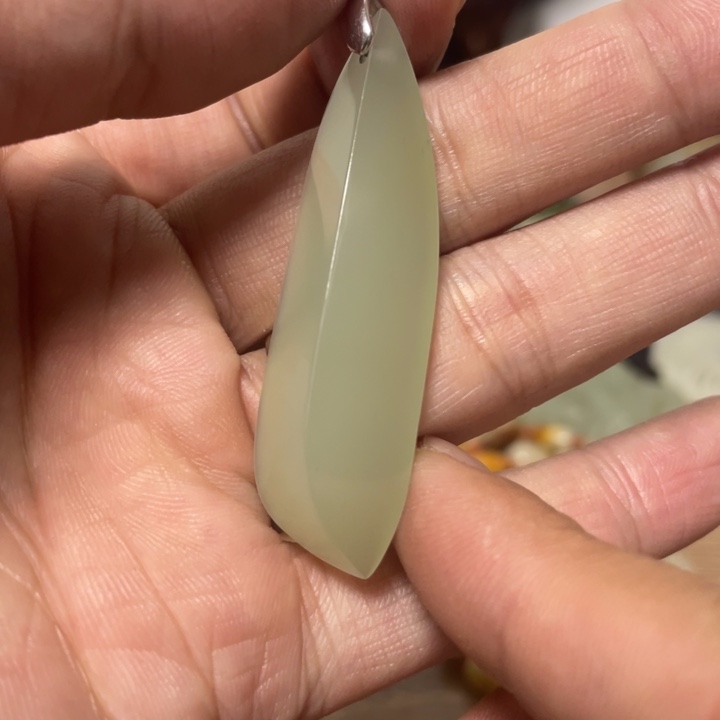 和田玉颈饰银S925镶嵌