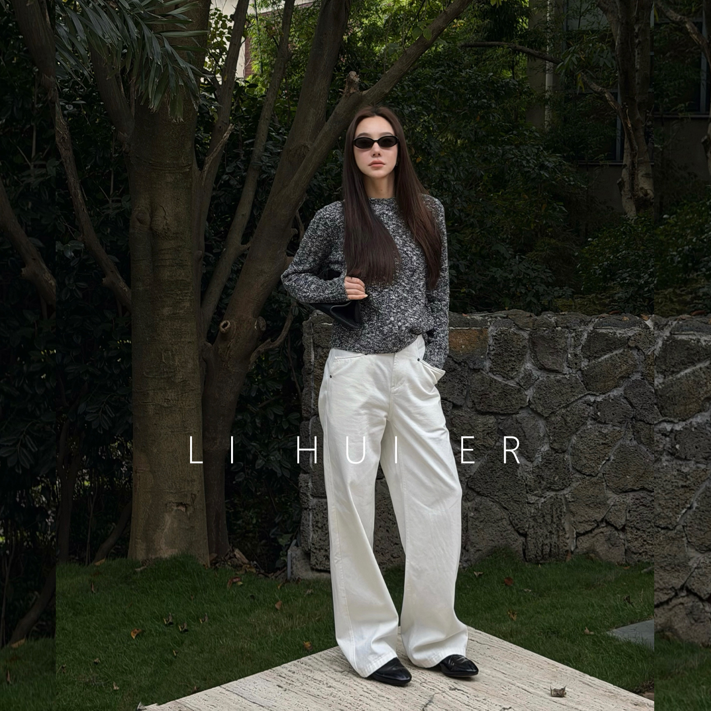 LiHuiEr李慧儿【冷月】2025秋季舒适中腰白色牛仔裤YCBH-003
