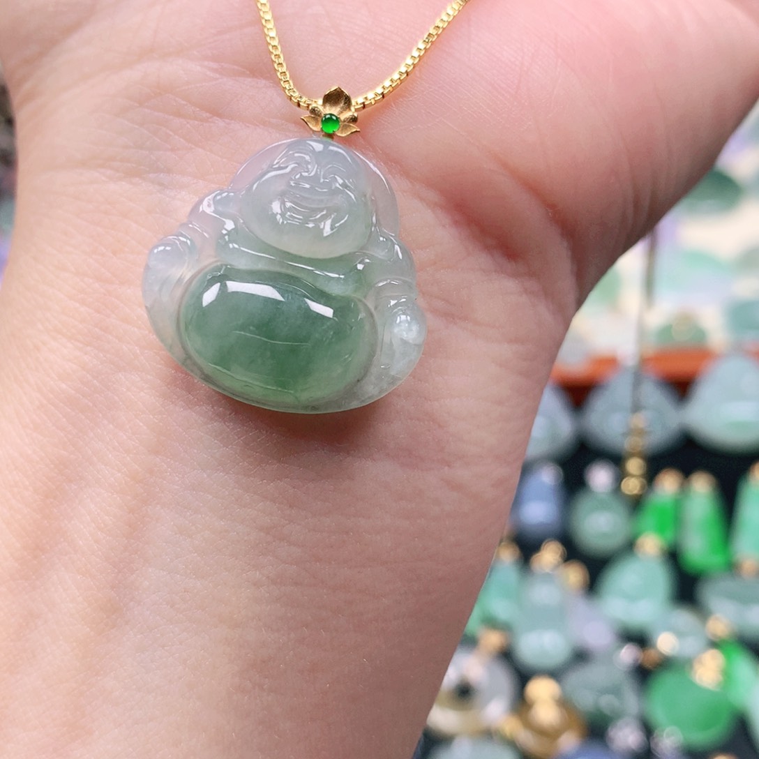 吊坠(不含链)18K金镶嵌翡翠