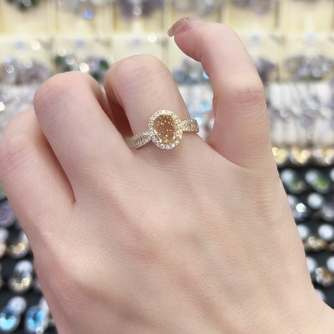 银S925镶嵌戒指烟晶