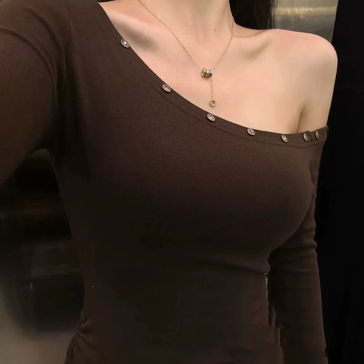 美式辣妹长袖打底针织衫女早秋季修身显瘦镂空上衣时尚