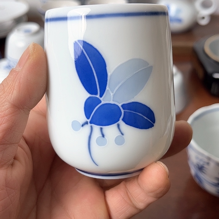 杯湖南陶研所手绘枇杷花手握杯