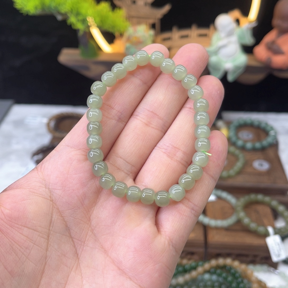 和田玉手链未镶嵌q****p晴水老型珠卡8