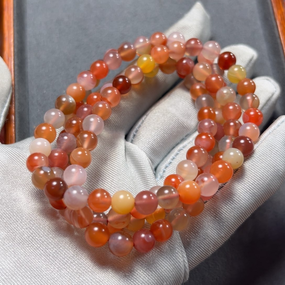 南红玛瑙多圈尺寸6+未镶嵌