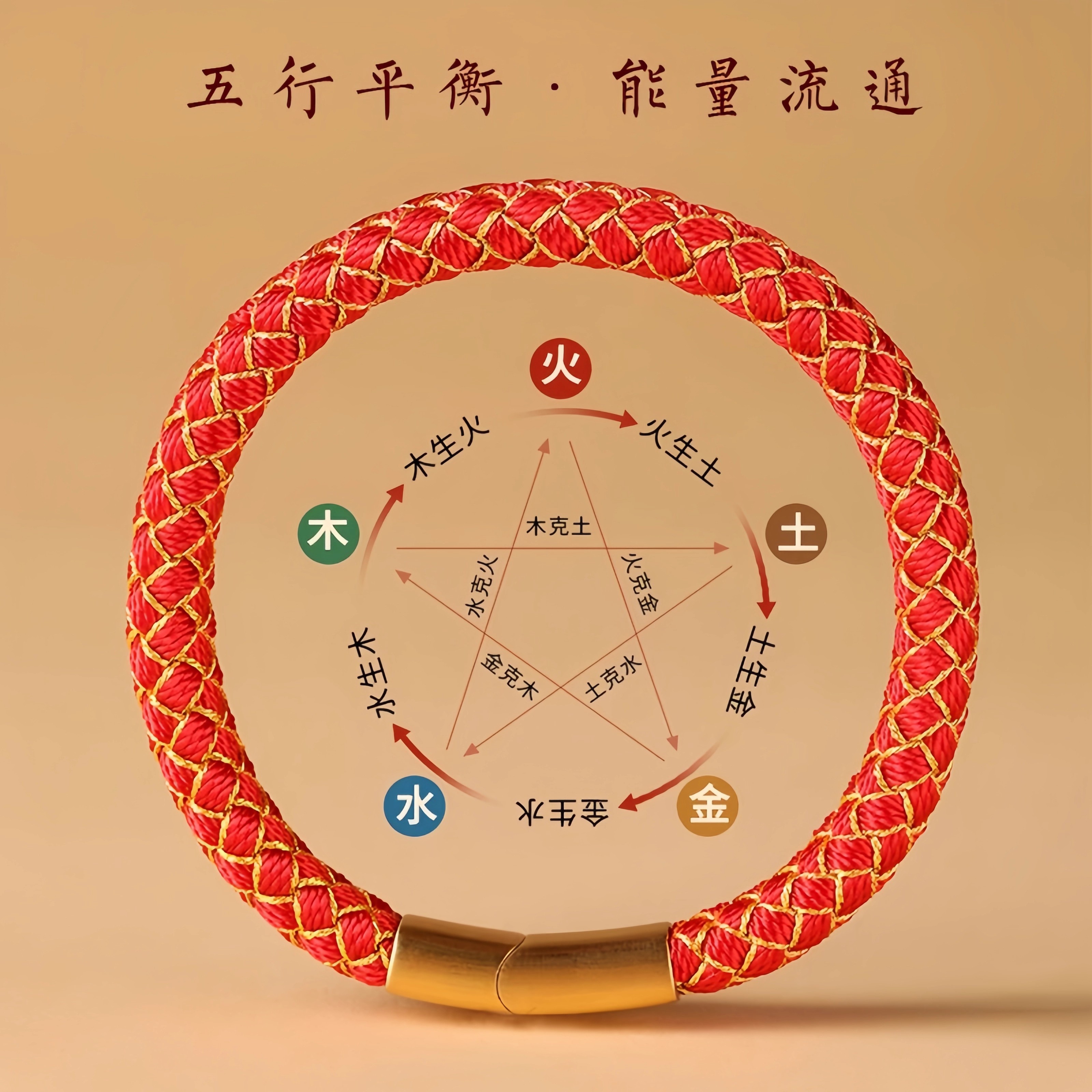 非金属锦纶手链 五彩五行龙鳞手环手绳本命年转运调和磁吸扣手环