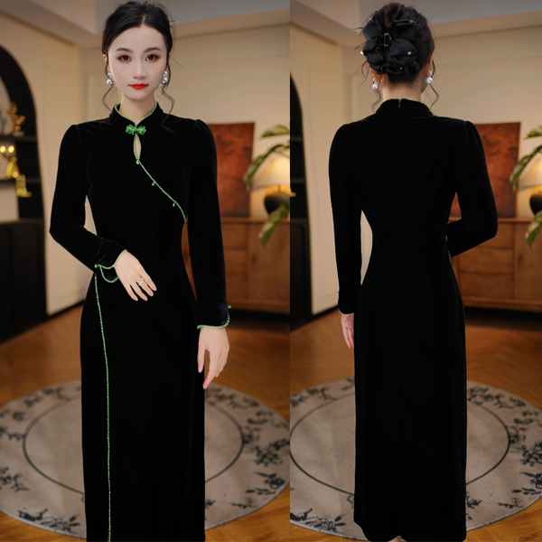 2025秋季新款收腰大气显瘦洋气减龄轻奢女人味黑色连衣裙