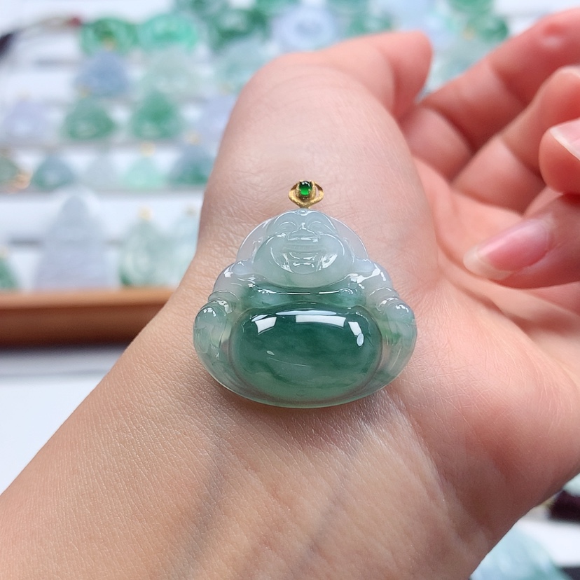 【闪购商品】翡翠吊坠(赠链)18K金镶嵌