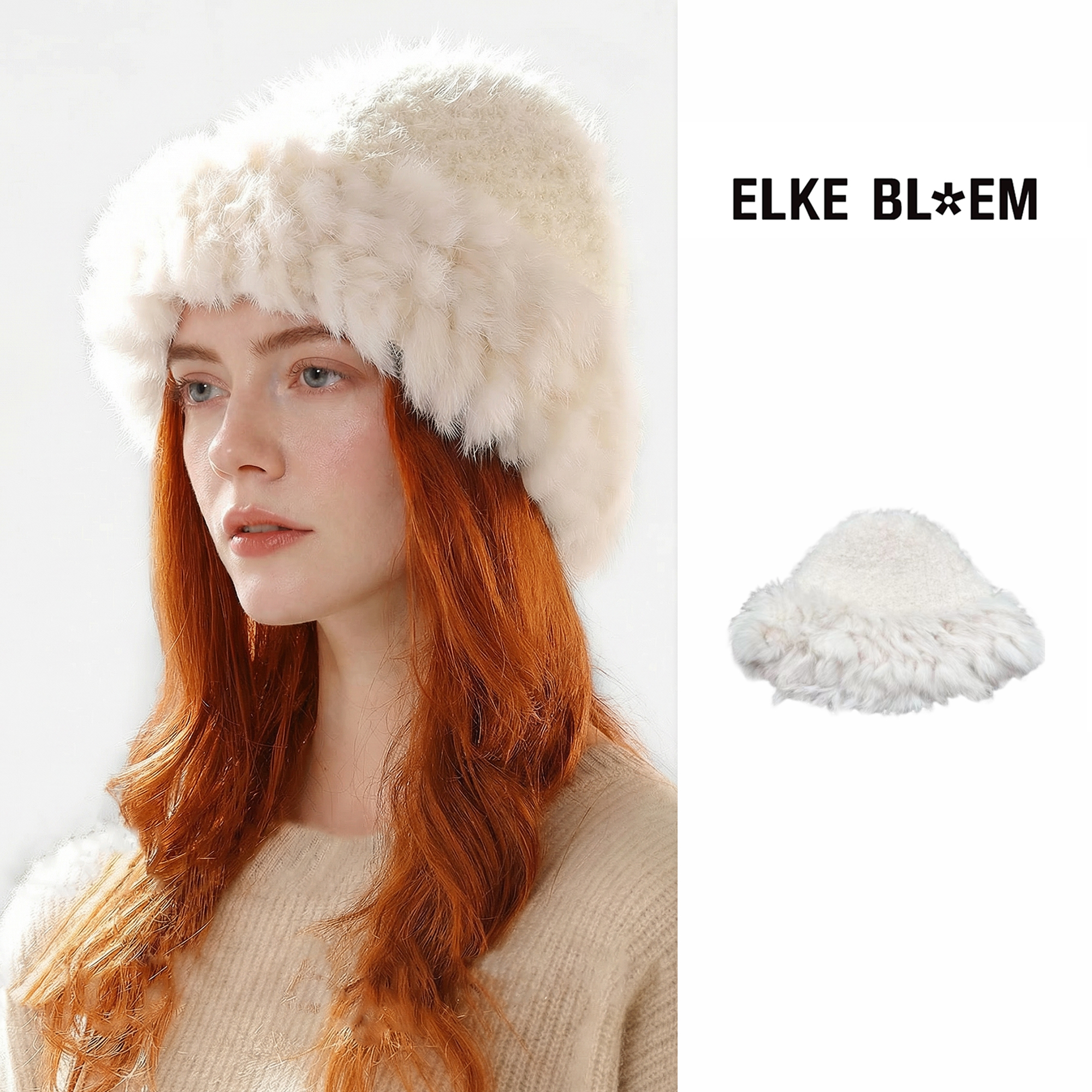 elke bloem｜秋冬羊毛柔软百搭毛绒保暖针织帽ZZ42370