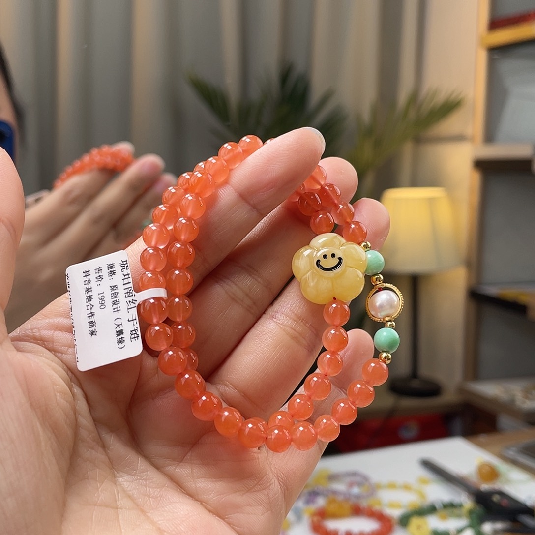琥珀裸石银S925镀金镶嵌蜜蜡手串