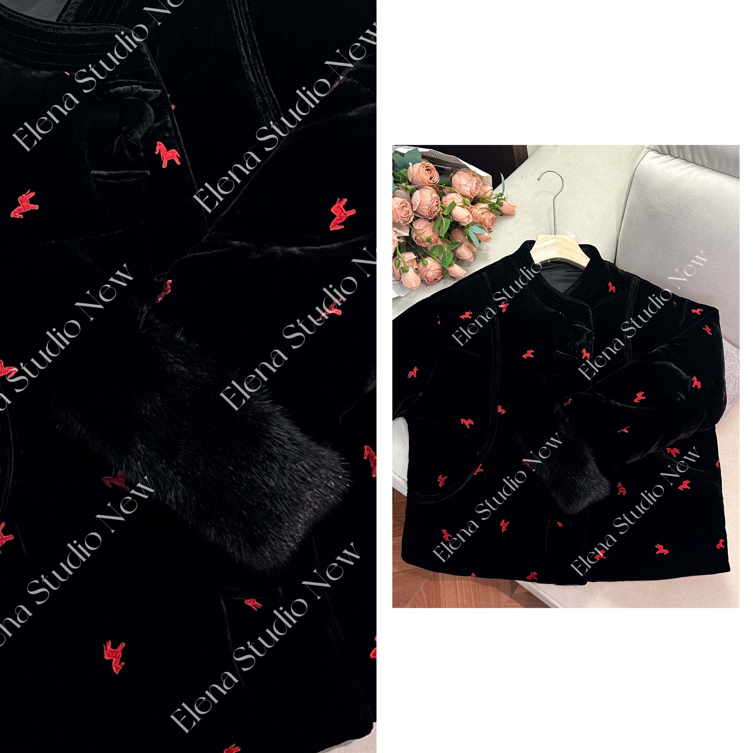 大甜甜【小红马】设计感精致丝绒羽绒服气质温柔羽绒服