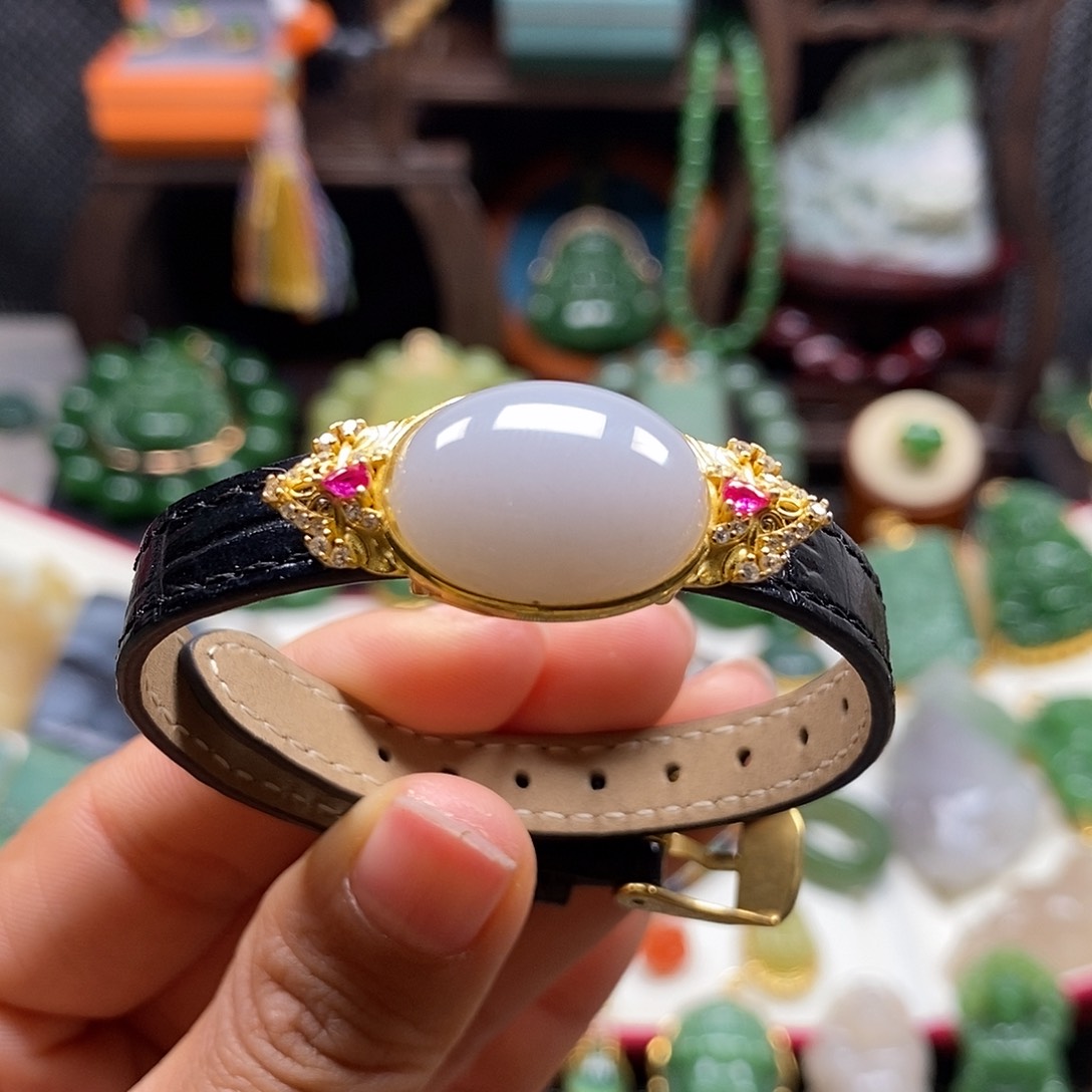 和田玉颈饰银S925镶嵌