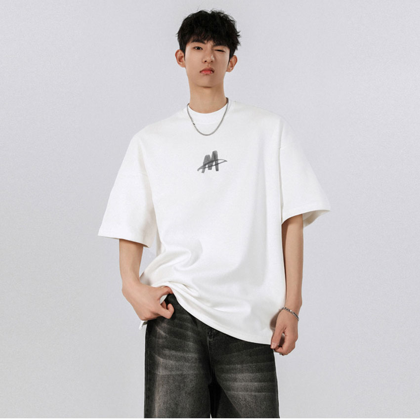 夏季白色时尚短袖T恤上衣亲肤短袖t恤重磅潮流情侣休闲圆领春夏