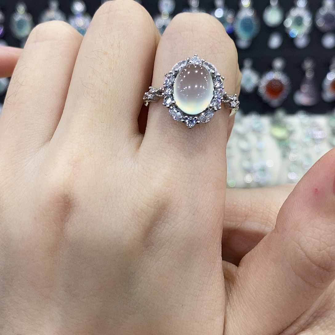 蛇纹石玉银S925镶嵌戒指