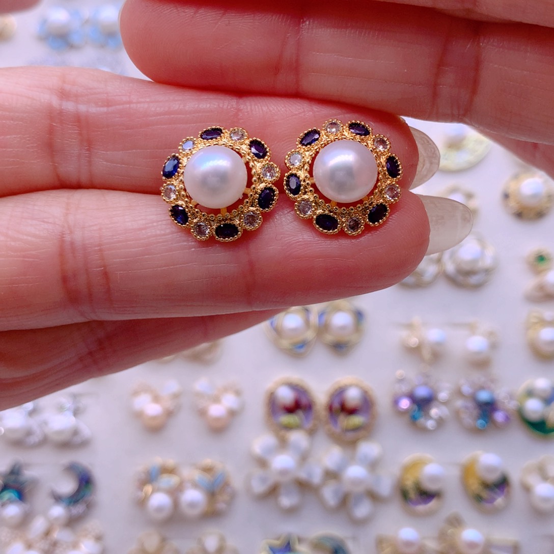 淡水珍珠耳饰合金