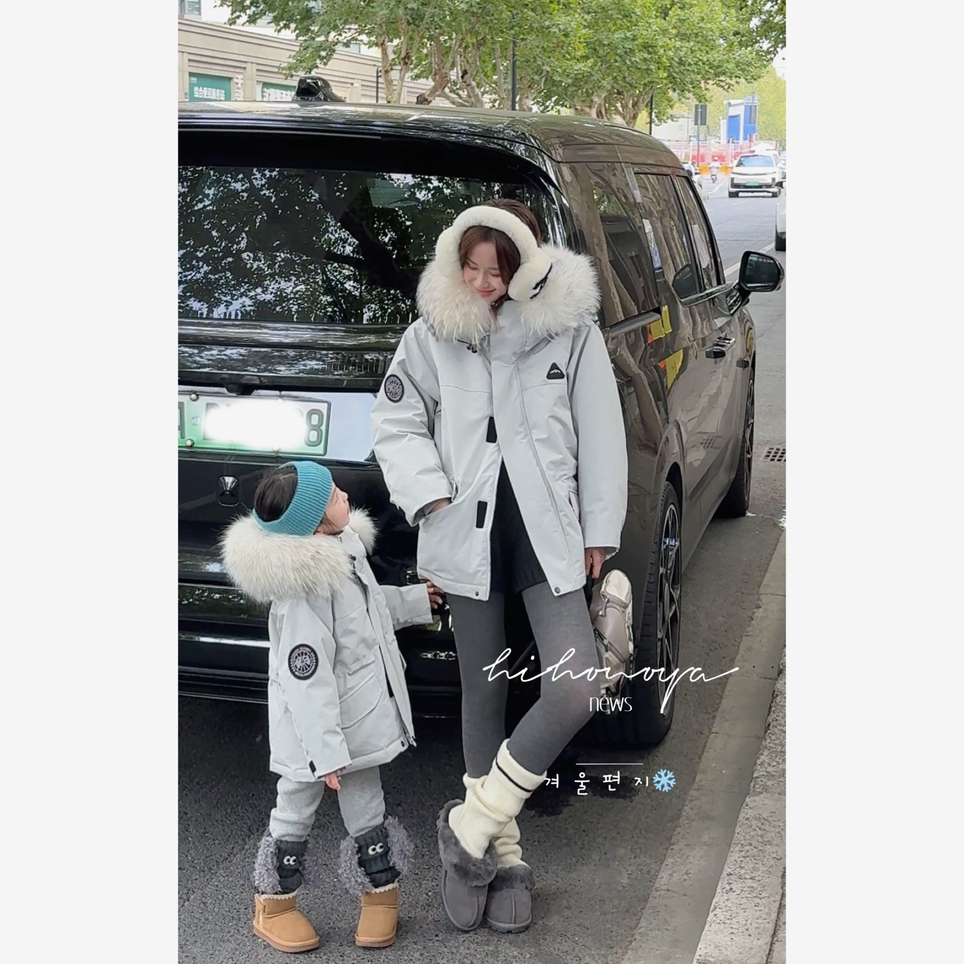 【冰川派克】二Hihoniya~2025冬一家三口三防特氟龙真狐狸毛派克服