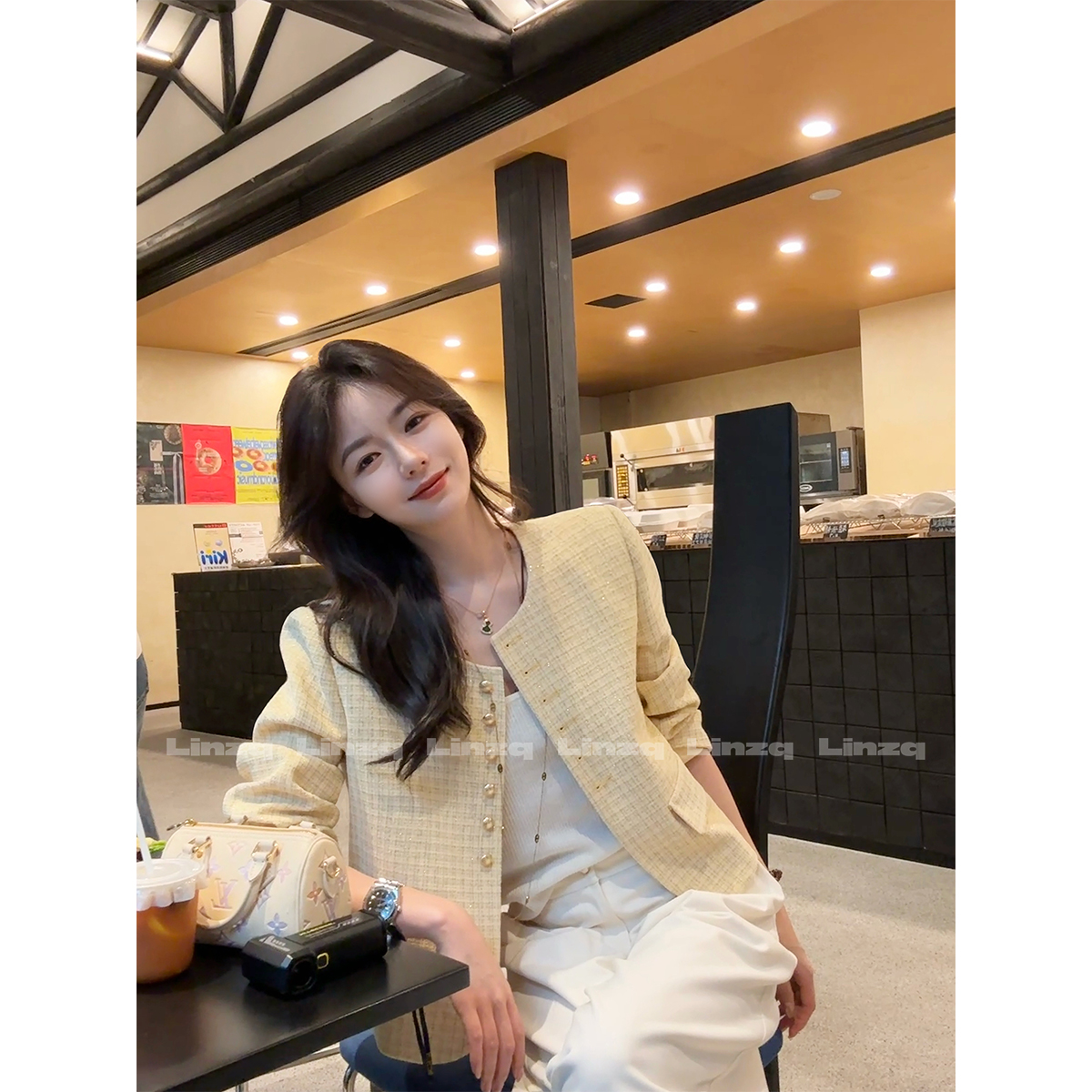 林子秋 【黄油可露丽】暗格纹时尚经典小香风外套