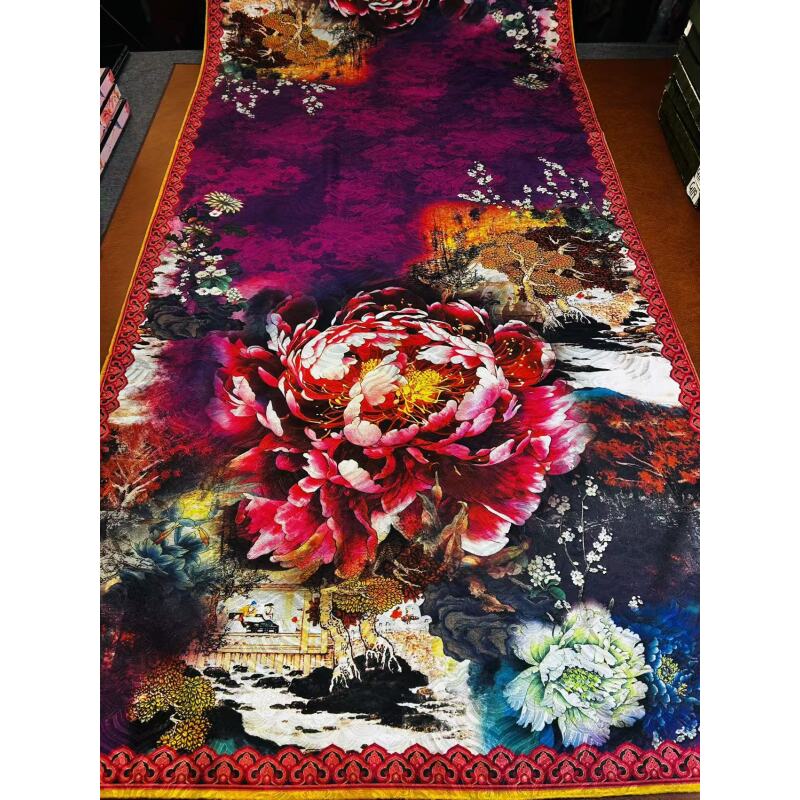 X2-003 国色玫瑰  国风百搭时尚围巾 70*180左右围巾 [无礼盒]