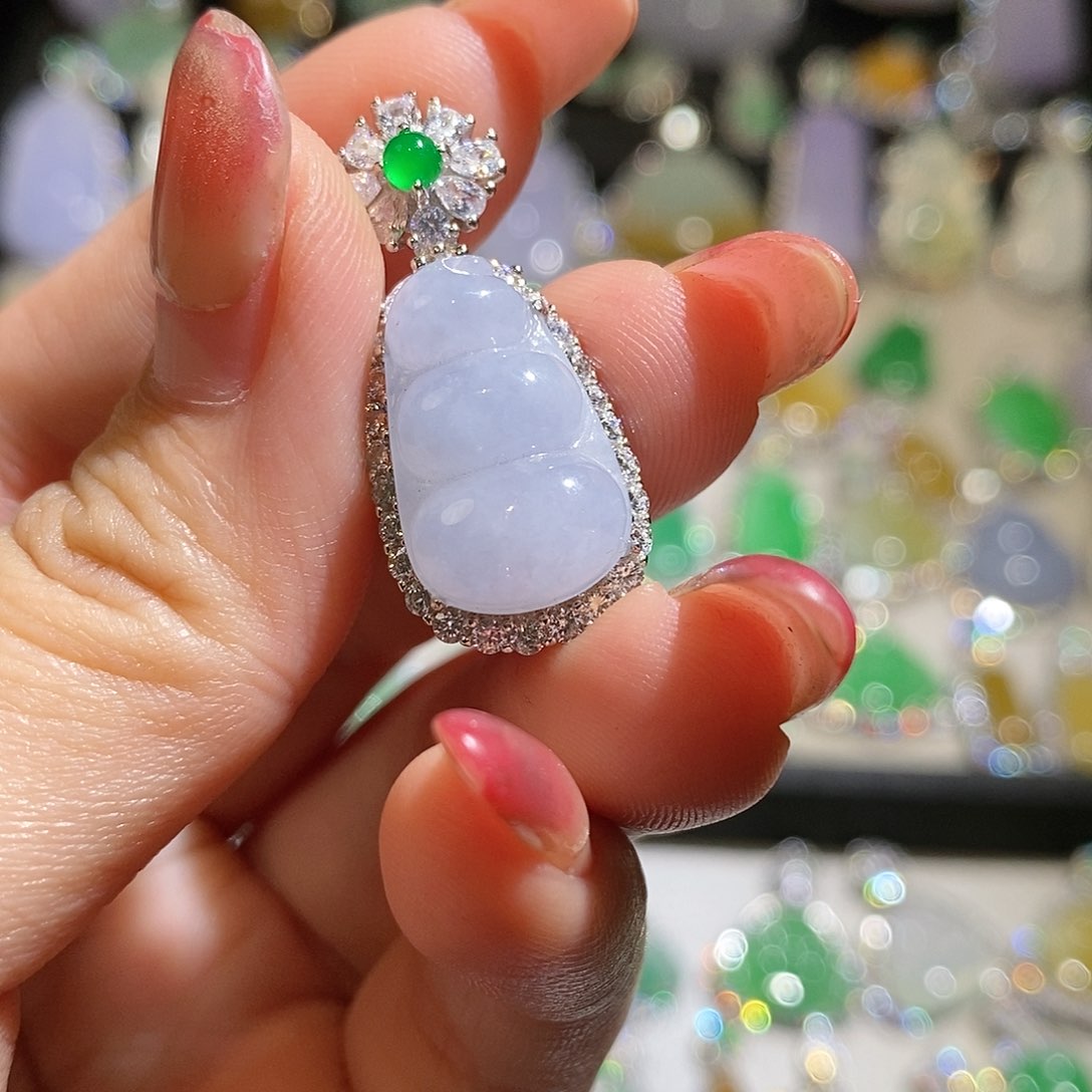 翡翠银S925镶嵌颈饰天然翡翠