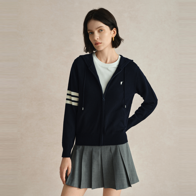 POLOWALK女装2025新品秋季女士条形针织衫