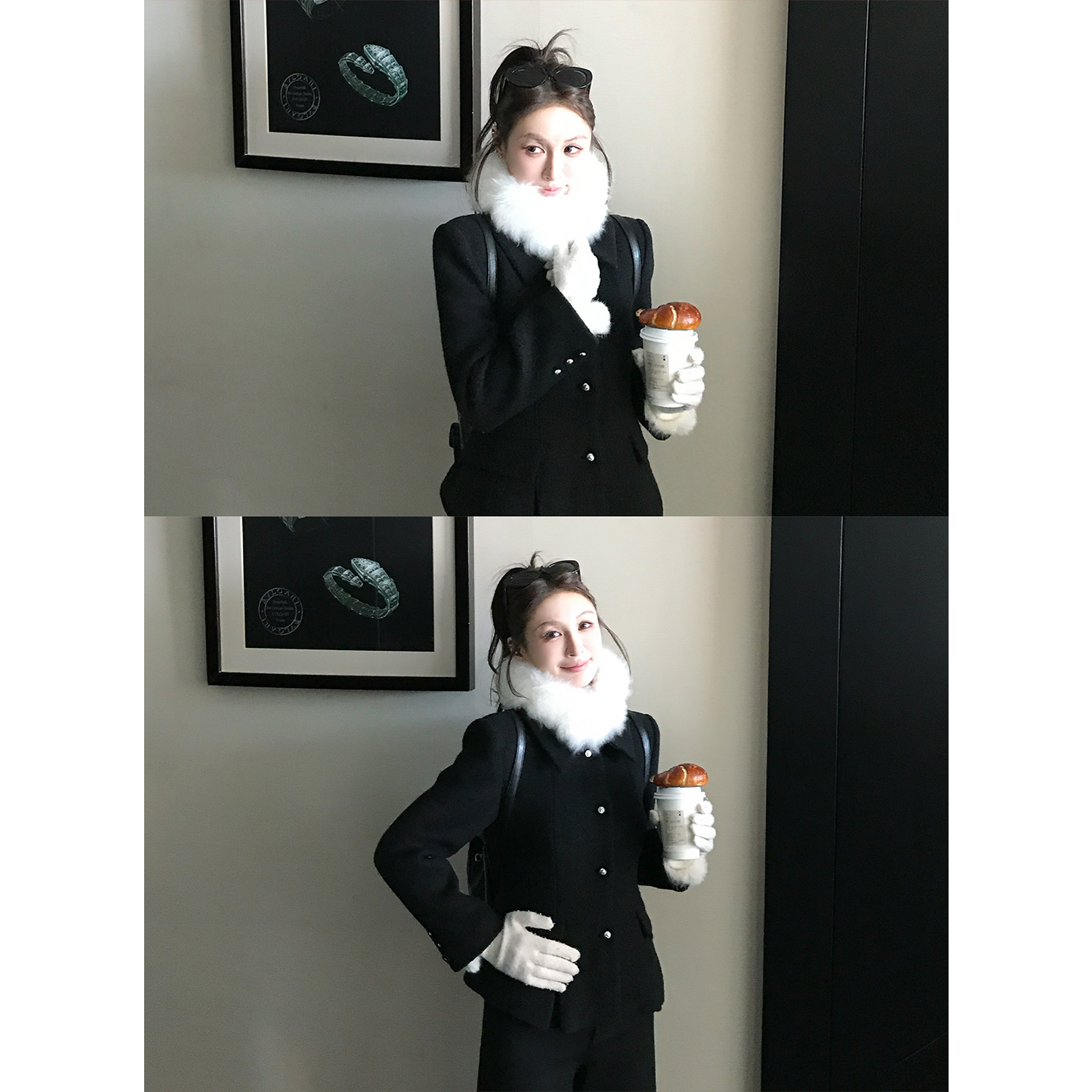 Skk Store '柔柔云朵'绒绒软黄金神器!100阿拉善山羊绒皮草围巾