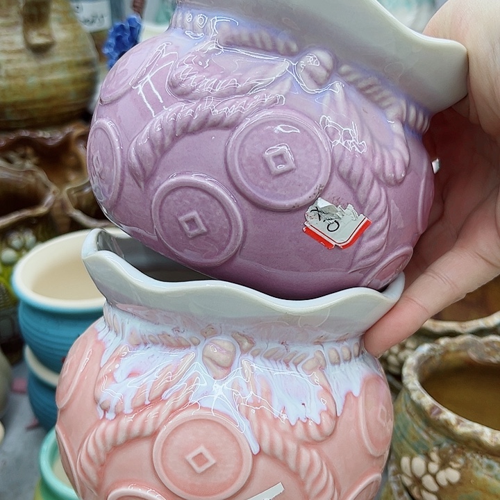 多肉绿植陶瓷花盆9.9包邮，有孔