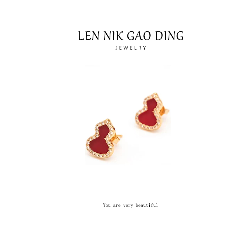 合金珐琅耳饰  lennik/lennik-ZZ经典轻奢时尚镂空葫芦耳钉