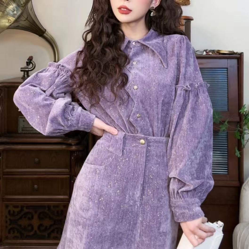 【767】港风复古高级感显瘦女士上衣衬衫秋冬季流行洋气小衫