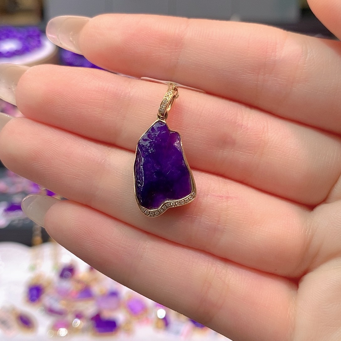 苏纪石（舒俱来）18K金镶嵌吊坠(不含链)